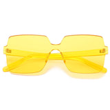 Oversized Square Candy Colors Transparent Lens Rimless Frame Unisex Sunglasses