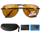 Pilot Spring Hinge Polarized Lens Day/Night Vision Driving Glasses Sunglasses