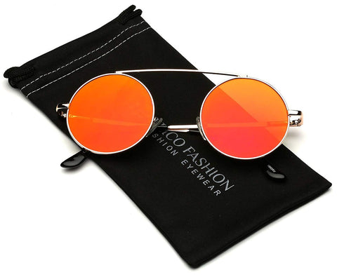 Bridgeless Circle Frame Flat Lens Fashion Sunglasses (M-L size)