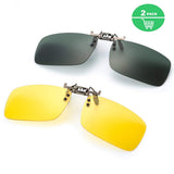 Clip on Sunglasses for Prescription Glasses, Flip Up Rimless Anti Glare Night Vision Lens for Driving Fishing, 2 PACK