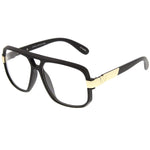 Classic Flat Top Metal Accented Temples Clear Lens Square Aviator Glasses 56mm