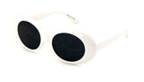 Vintage Sunglasses UV400 Bold Retro Oval Mod Thick Frame Sunglasses Clout Goggles with Dark Round Lens