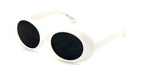 Vintage Sunglasses UV400 Bold Retro Oval Mod Thick Frame Sunglasses Clout Goggles with Dark Round Lens