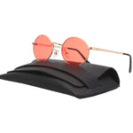 90's Vintage Small Oval Sunglasses Tinted Lens Tiny Metal Shades For Men Women 87156