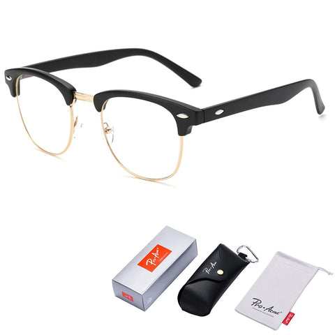 Vintage Inspired Semi-Rimless Clubmaster Clear Lens Glasses Frame