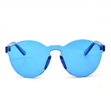 One Piece Rimless Sunglasses Transparent Candy Color Eyewear Ultra-Bold Colorful Mono Block