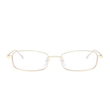 Small Clear Lens Tinted Sunglasses Slender Rectangular Metal Glasses Women Men