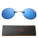 Retro Round Clip On Nose Matrix Movie rimless sunglasses men