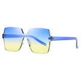 Oversized Square Candy Colors Transparent Lens Rimless Frame Unisex Sunglasses