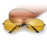 HD Night Vision Glasses Polairzed Anti Glare Safe Driving Yellow lens Mens Rectangle Metal Frame, UV400 Protection