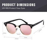 Polarized Sunglasses Women Men Classic Semi Rimless Frame Retro Sunglasses