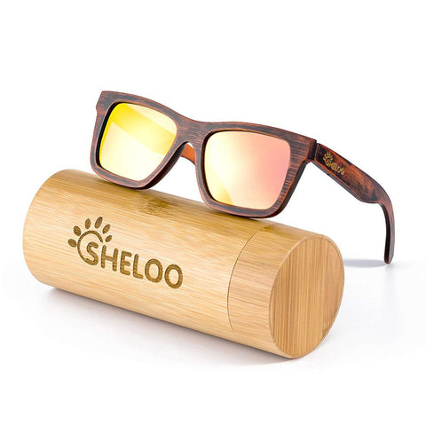 Bamboo Wood Polarized sunglasses For Men&Women Retro Style Red UV400