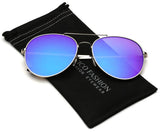 Flat Lens Oversized Mirrored Aviator Sunglasses (L-XL size head)