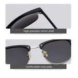 Classic Polarized Sunglasses Semi Rimless Retro Rivets Brand Designer