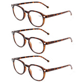 READING GLASSES 3 Pair Retro Round Spring Hinged Readers Great Value Quality Glasses for Reading
