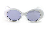 White Vintage Sunglasses UV400 Bold Retro Oval Mod Thick Frame Sunglasses Clout Goggles Pink Blue Yellow Lens