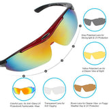 Polarized Sports Sunglasses, UV400 Protection,with 5 Interchangeable Lenses, TR90 Lightweight Frame, Cycling Glasses for Men and Women for Running Skiing Fishing Driving Hiking Riding