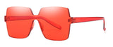 Oversized Square Candy Colors Transparent Lens Rimless Frame Unisex Sunglasses