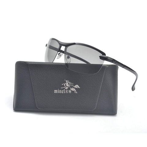 /Polarized Photochromic Lens Semi Frame Photosensitive Sunglasses for Men
