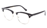 Newbee Fashion - Clubmaster Oval Stylish Retro Vintage Semi-Rimless Floral Classic Half Frame Clear Glasses Frames
