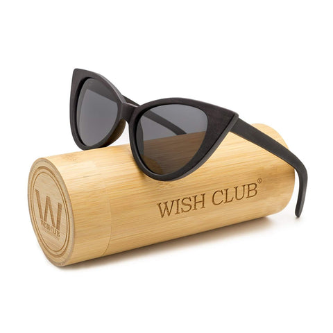 Cat Eye Handmade Wood Frame Polarized Sunglasses for Women with UV400 Protection