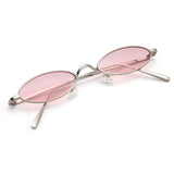 Vintage Slender Oval Sunglasses Small Metal Frame Candy Colors 31026
