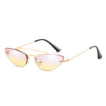Vintage Slender Petals Shape Arc Temple Cat eye Sunglasses Skinny Design Glasses