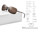 Maui TR90 Rimless Polarized Sunglasses for Men with Square Mirror Nylon Lens 736