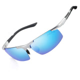 Lightweight Al-Mg Alloy Metal Half-frame Streamlined Polarized Sports Sunglasses Large for men women