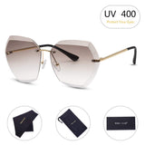 One Piece Rimless Sunglasses Women Cat Eye Glasses Oversized Candy Color Eyewear