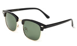 Newbee Fashion - Polarized Classic Vintage Clubmaster Style Comfortable Semi-Rimless Two Tone Wood Colored Fashion Sunglasses