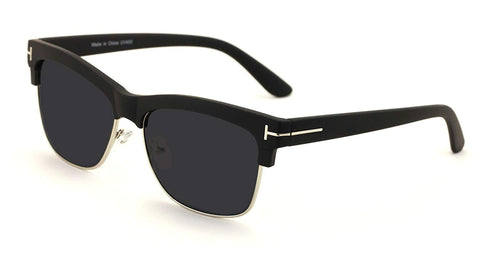 Translucent Soft Matte Classic Vintage Half Rim Retro Square Sunglasses - Dark Lens