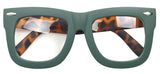 Vintage Inspired Geek Oversized Square Thick Horn Rimmed Eyeglasses Clear Lens