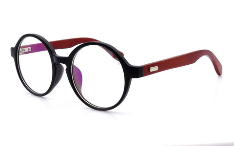 Wooden Vintage Retro Round Glasses Frame Clear Lens Fashion Circle Eyeglasses 48mm