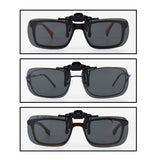 Polarized Rectangle Flip Up Clip On Sunglasses Over Prescription Glasses And Readers