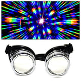 Padded Diffraction Goggles - Rave Steampunk EDM Welder Gothic Raver Costume Fashion - Chrome Copper White Black