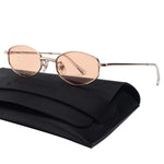 90's Vintage Small Oval Sunglasses Tinted Lens Tiny Metal Shades For Men Women 87156