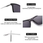 Unisex Square Polarized Sunglasses  Aluminum Temple Retro Driving Sun Glasses with Hinge Temple
