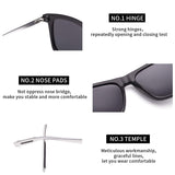 Unisex Square Polarized Sunglasses  Aluminum Temple Retro Driving Sun Glasses with Hinge Temple