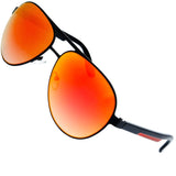 Steel Leather Frame Real Revo Mirror Lens Active Aviator Sunglasses Gift Box