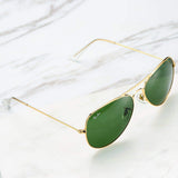 Classic Aviator Sunglasses for Men Women 100% Real Glass Lens