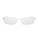 Small Clear Lens Tinted Sunglasses Slender Rectangular Metal Glasses Women Men