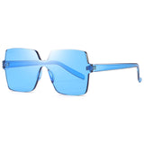 Oversized Square Candy Colors Transparent Lens Rimless Frame Unisex Sunglasses