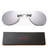Retro Round Clip On Nose Matrix Movie rimless sunglasses men