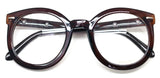 Classic Round Horn Rimmed Eye Glasses Clear Lens Oval Non Prescription Frame