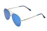 Premium Classic Aviator Mirrored Flat Lens Sunglasses Metal Frame with Spring Hinges