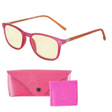 Computer Lens Glasses - Yellow Tinted Lenses with Blue Anti Reflective Coating to Reduce Eye Strain and Screen and Monitor Glare - Bonus Case and Cleaning Cloth -