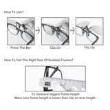 Polarized Rectangle Flip Up Clip On Sunglasses Over Prescription Glasses And Readers