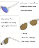 Polarized Wayfarer Sunglasses,Retro Unisex Clear Matt Frame TAC Mirrored Beach Sunglasses UV400