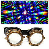 Padded Diffraction Goggles - Rave Steampunk EDM Welder Gothic Raver Costume Fashion - Chrome Copper White Black
